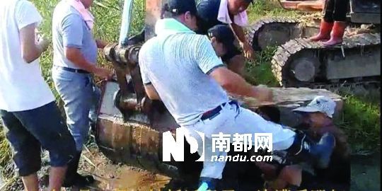 幾名戴黑帽的男子將一名老人推入水塘，后反復(fù)腳踹。