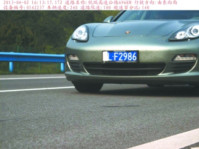 　保時(shí)捷飆車被拍瞬間。湖北省高警總隊(duì)供圖