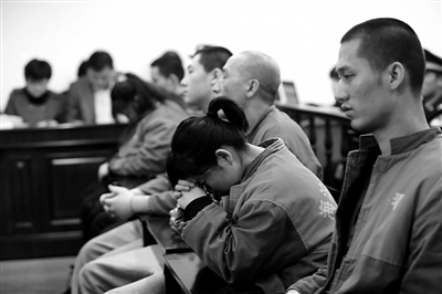 昨日，因涉嫌誘騙男網(wǎng)友進(jìn)行高額消費(fèi)，海淀區(qū)一咖啡廳負(fù)責(zé)人及“吧女”等14人受審。新京報(bào)記者 王貴彬 攝