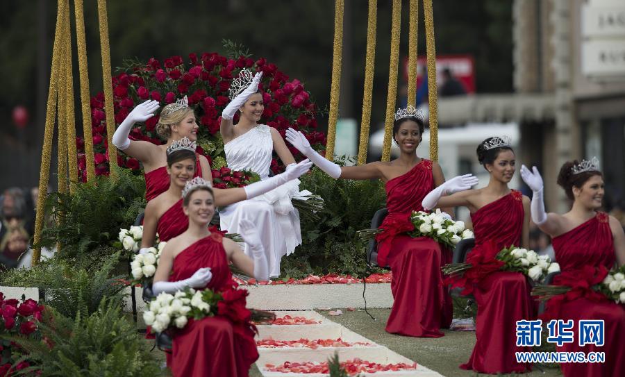 美國(guó)帕薩迪納舉行第124屆玫瑰花車游行