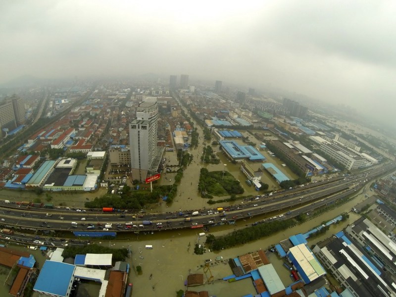 航拍余姚洪水圍城 航拍余姚洪水圍城