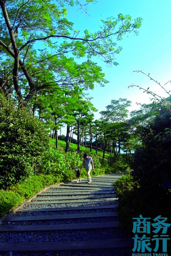 很多父母會(huì)帶著孩子在步行道漫步。