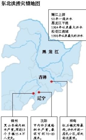 受持續(xù)降雨的影響，嫩江、松花江、黑龍江等3條大江同時出現(xiàn)超警戒水位的流域性大洪水