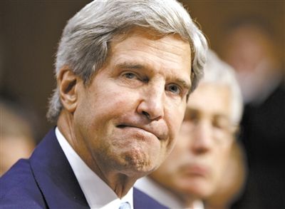 3日，克里在參院聽證會上。