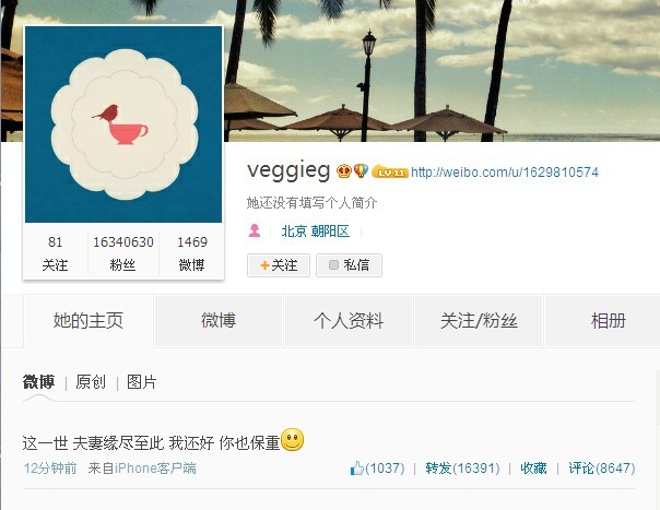 王菲9月13日微博截圖 王菲9月13日微博截圖
