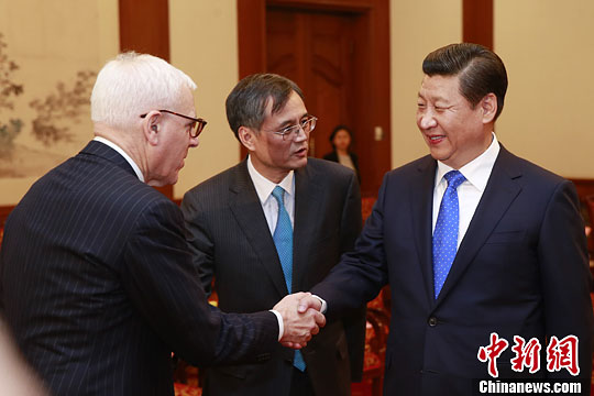 10月23日，中國國家主席習近平在北京釣魚臺國賓館會見清華大學(xué)經(jīng)濟管理學(xué)院顧問委員會海外委員。