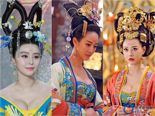 范冰冰、張鈞甯、周海媚，在《武媚娘》中爆乳演出