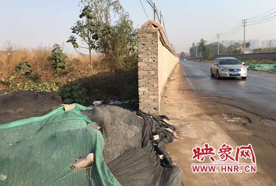 一墻之隔，一邊是道路，一邊是垃圾和荒草，市民質(zhì)疑其為遮羞墻。