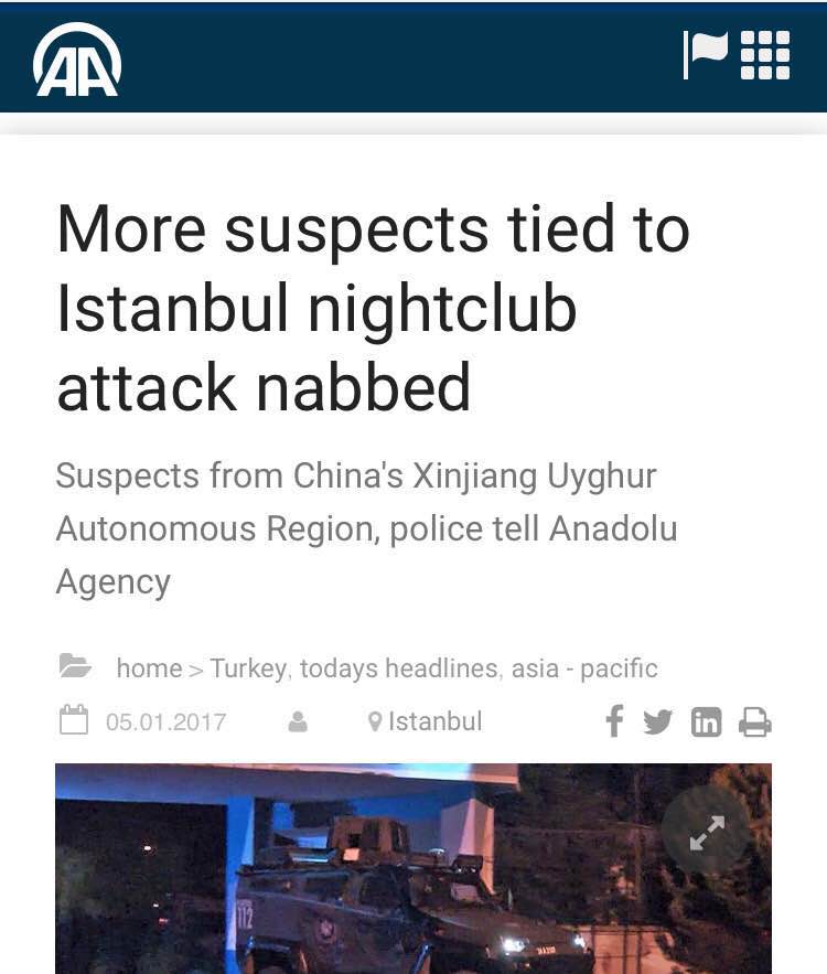 香港東網(wǎng)1月5日晚間報(bào)道稱，土耳其伊斯坦布爾元旦恐襲才發(fā)生數(shù)日，西部城市伊茲密爾周四發(fā)生汽車炸彈襲擊，至少11人受傷，當(dāng)中1人重傷，有目擊者稱現(xiàn)場(chǎng)傳出槍聲，警方證實(shí)4人死亡，包括2名行兇者及1名警員和法院職員。事發(fā)后不久，土耳其國(guó)營(yíng)媒體阿納多盧通訊社報(bào)道稱，該國(guó)警察拘押了幾人，他們是來自中國(guó)。